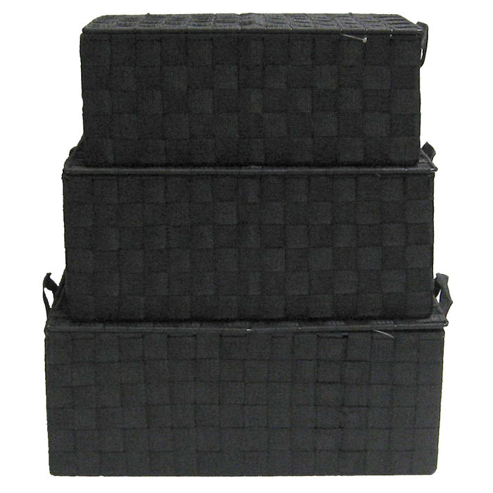 Black Nylon Rectangle Basket Set with Lids Hobby Lobby 748962